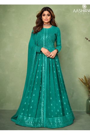 Sky Blue Real Georgette Gown